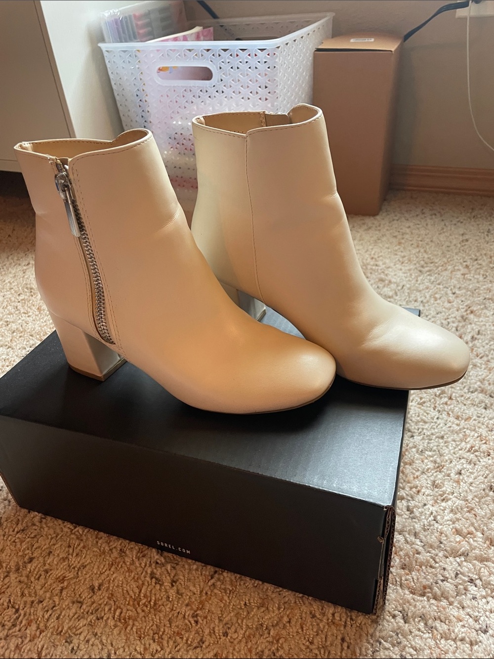 SHEIN Elegant Cream Ankle Booties with Side Zip